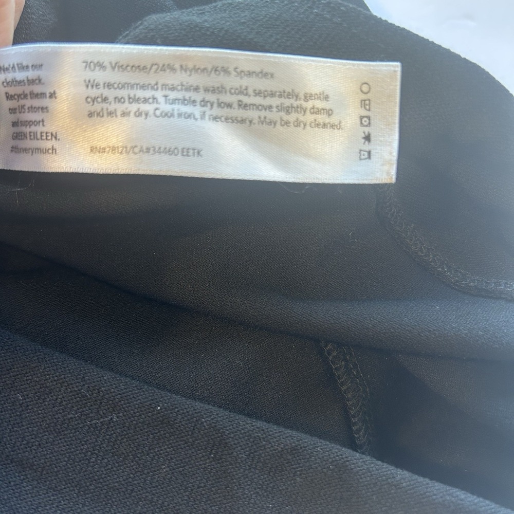 Eileen Fisher Lg. Pants Black Pull On Straight Elastic Waist Viscose Spandex EUC - Picture 6 of 8